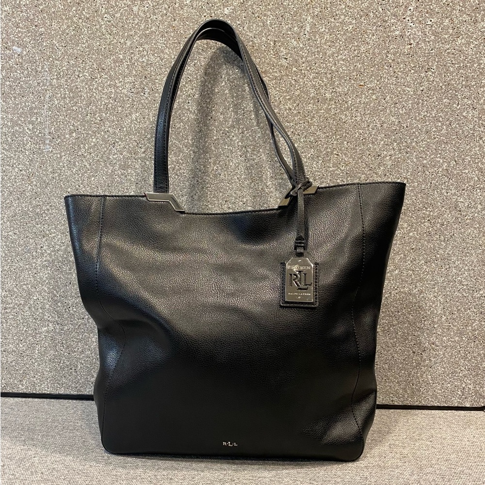 Ralph Lauren Black Leather Tote Shoulder Bag